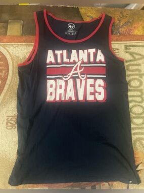 Atlanta Braves Basketball Jersey Tank Top by ‘47 Size XXL